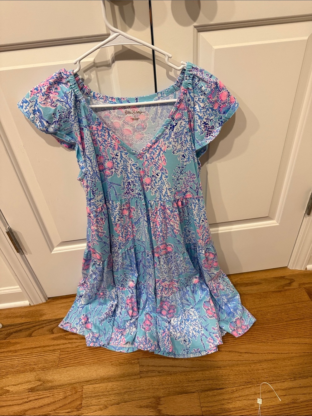 Lilly Pulitzer Light Blue Pink Floral Mini Dress